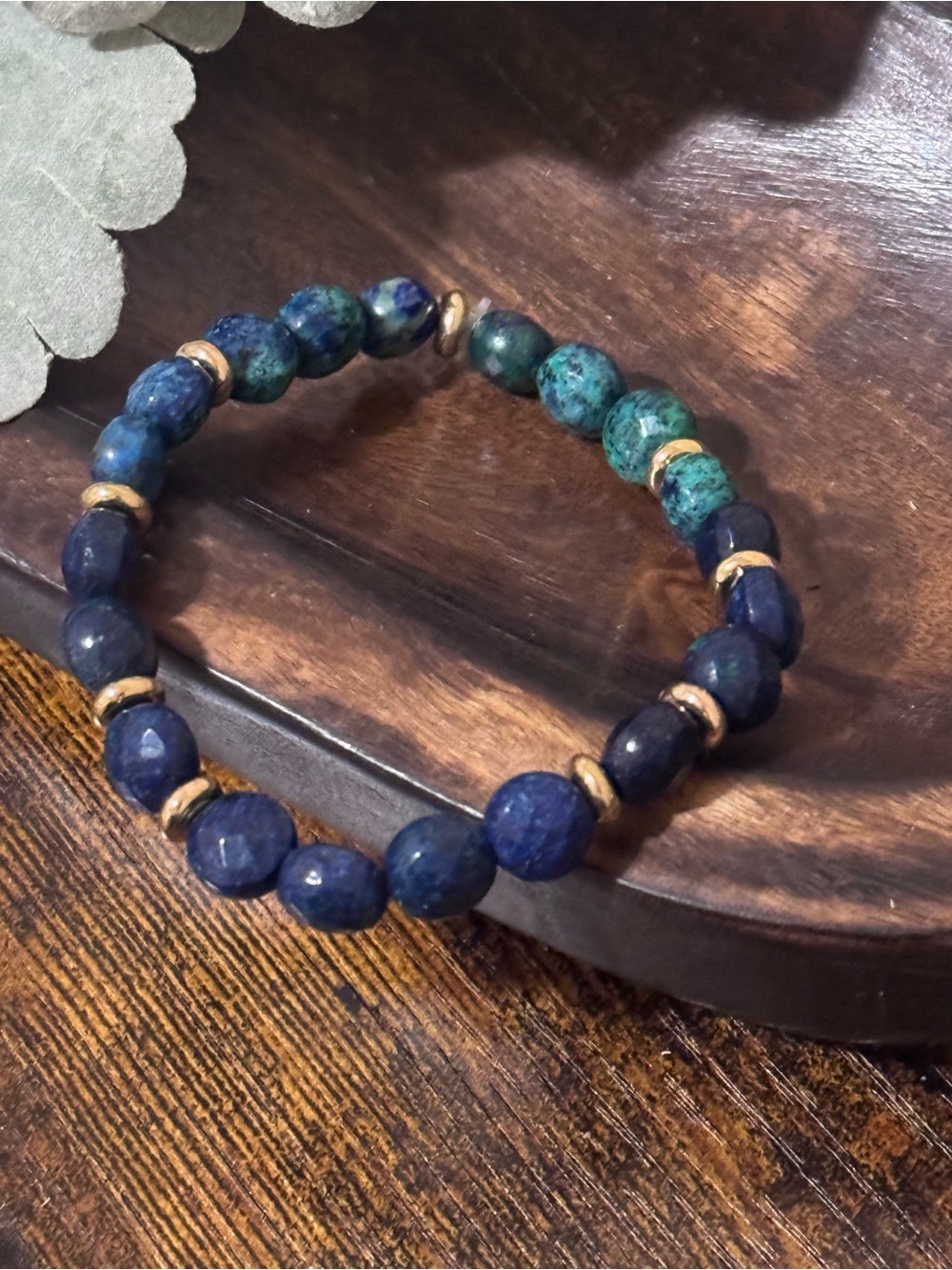 Chrysocolla 8mm Round Beaded Bracelet